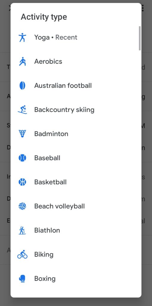 exercises on google fit